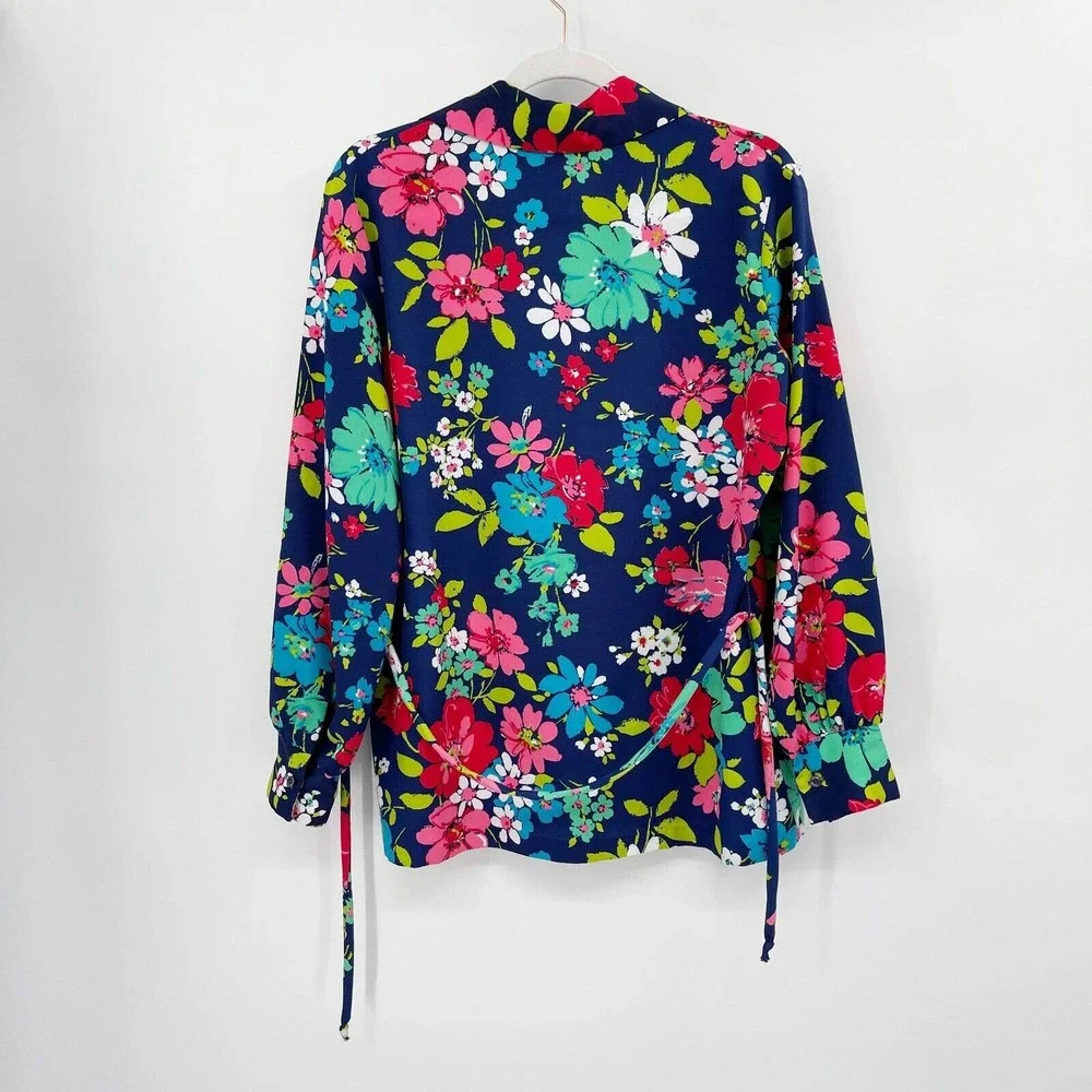 Le Soft Shirt by Lady‎ Manhattan Floral Shirt Size 16 Button Down Belted Vintage